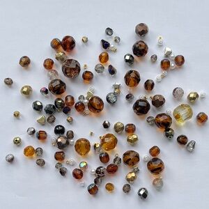 Assorted Mixed Bead Lot with mostly Vintage Czech Glass Beads, neutrals, gold